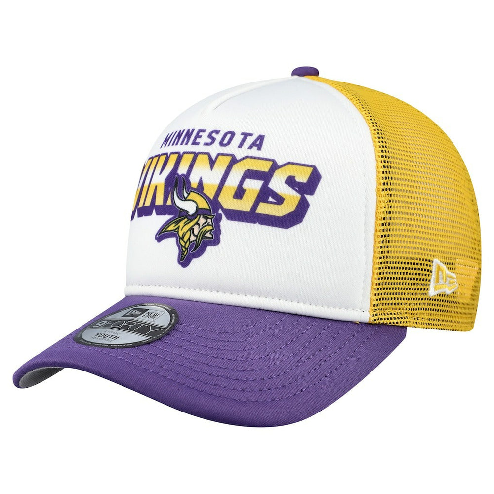 Minnesota Vikings New Era Youth Streak 9FORTY A-Frame Adjustable Hat - White/Purple - NFL