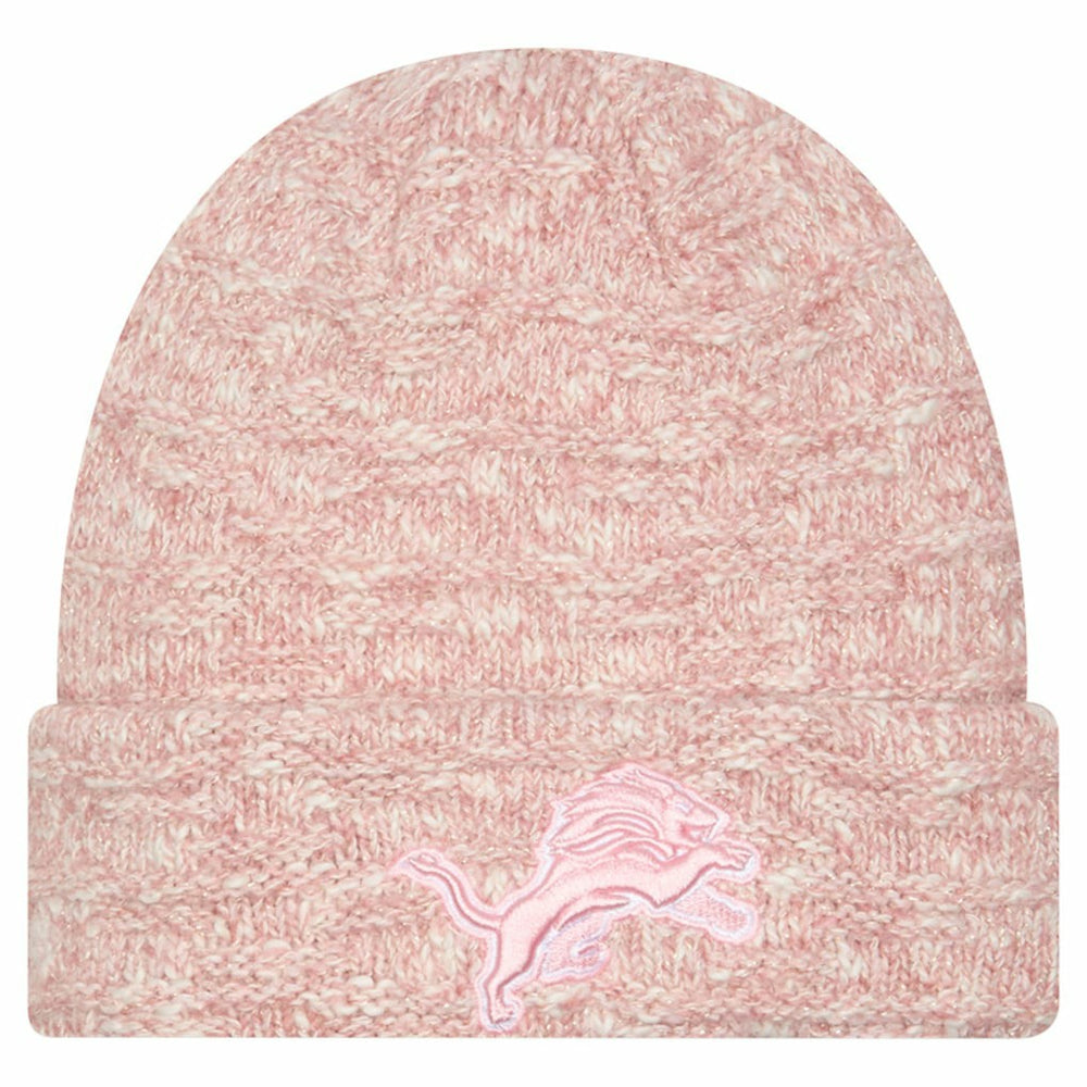 Detroit Lions New Era Women's Metallic Cuffed Knit Hat - Pink - NFL