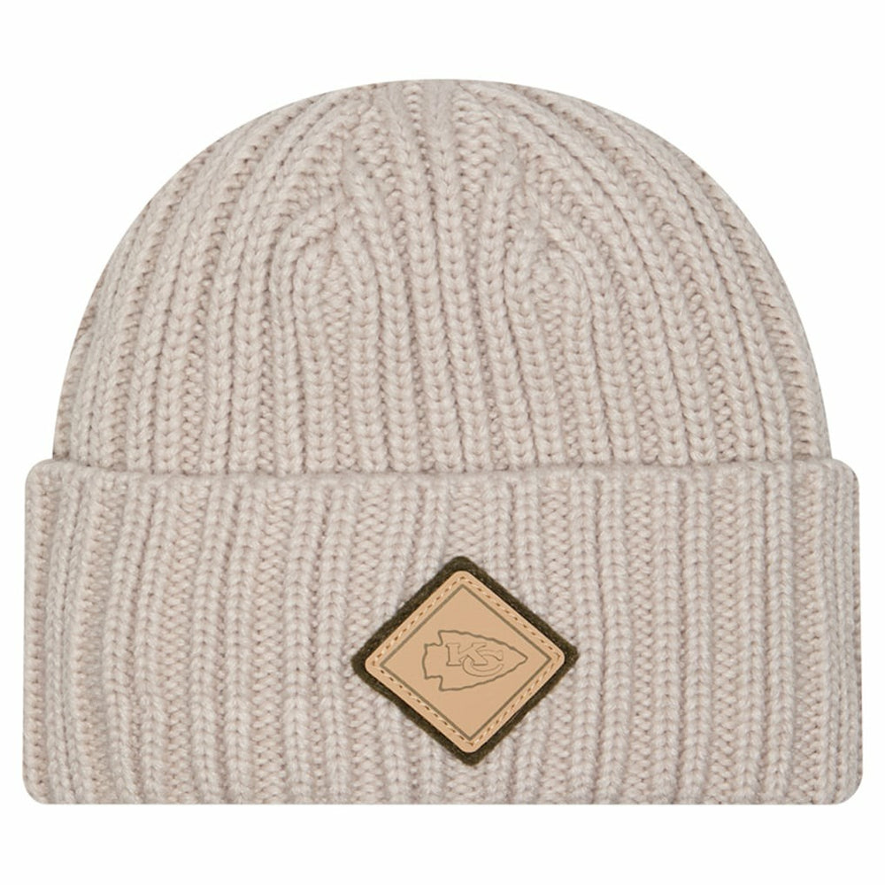 Kansas City Chiefs New Era Logo Applique Cuffed Knit Hat - Light Beige - NFL