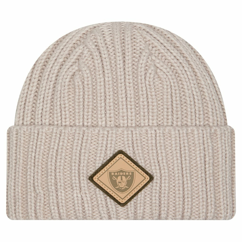 Las Vegas Raiders New Era Logo Applique Cuffed Knit Hat - Light Beige - NFL