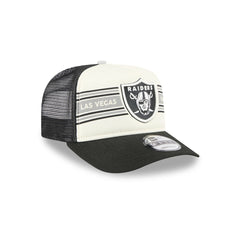 Las Vegas Raiders New Era Banner A-Frame 9FIFTY Trucker Snapback Hat - Cream/Black - NFL