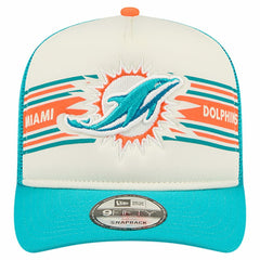 Miami Dolphins New Era Banner A-Frame 9FIFTY Trucker Snapback Hat - Cream/Aqua - NFL