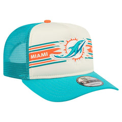 Miami Dolphins New Era Banner A-Frame 9FIFTY Trucker Snapback Hat - Cream/Aqua - NFL