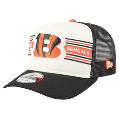 Cincinnati Bengals New Era Banner A-Frame 9FIFTY Trucker Snapback Hat - Cream/Black - NFL