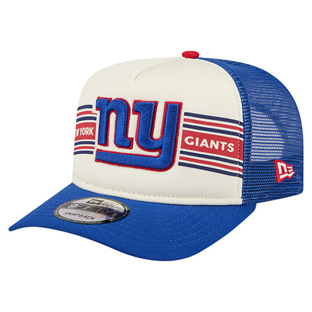 New York Giants New Era Youth Banner 9FIFTY A-Frame Adjustable Trucker Hat - Cream/Royal - NFL