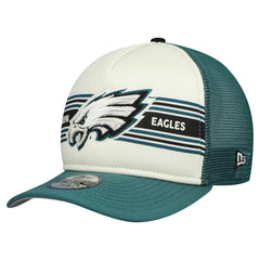 Philadelphia Eagles New Era Youth Banner 9FIFTY A-Frame Adjustable Trucker Hat - Cream/Midnight Green - NFL