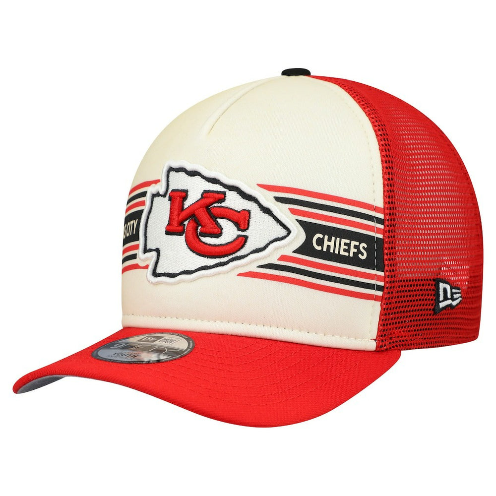 Kansas City Chiefs New Era Youth Banner 9FIFTY A-Frame Adjustable Trucker Hat - Cream/Red - NFL