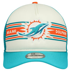 Miami Dolphins New Era Youth Banner 9FIFTY A-Frame Adjustable Trucker Hat - Cream/Aqua - NFL