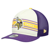 Minnesota Vikings New Era Youth Banner 9FIFTY A-Frame Adjustable Trucker Hat - Cream/Purple - NFL