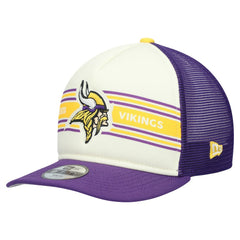 Minnesota Vikings New Era Youth Banner 9FIFTY A-Frame Adjustable Trucker Hat - Cream/Purple - NFL