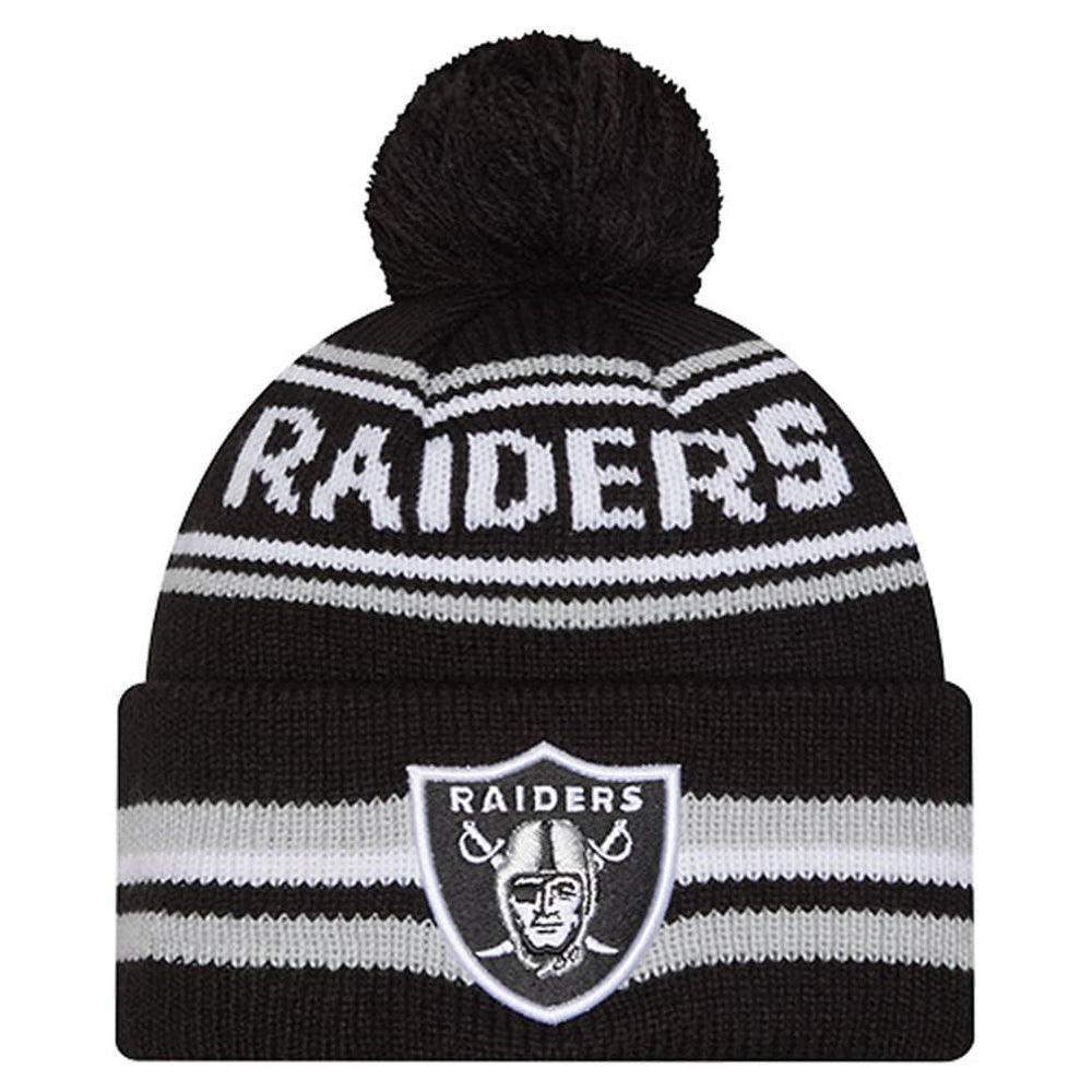 Las Vegas Raiders New Era Youth Classic Cuffed Knit Hat with Pom - Black - NFL