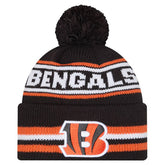 Cincinnati Bengals New Era Youth Classic Cuffed Knit Hat with Pom - Black - NFL