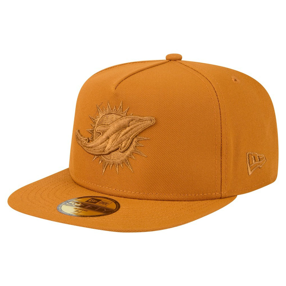 Miami Dolphins New Era Color Pack A-Frame 59FIFTY Fitted Hat - Brown - NFL