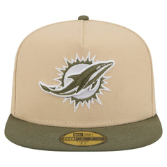 Miami Dolphins New Era Color Pack A-Frame 59FIFTY Fitted Hat - Beige/Olive - NFL