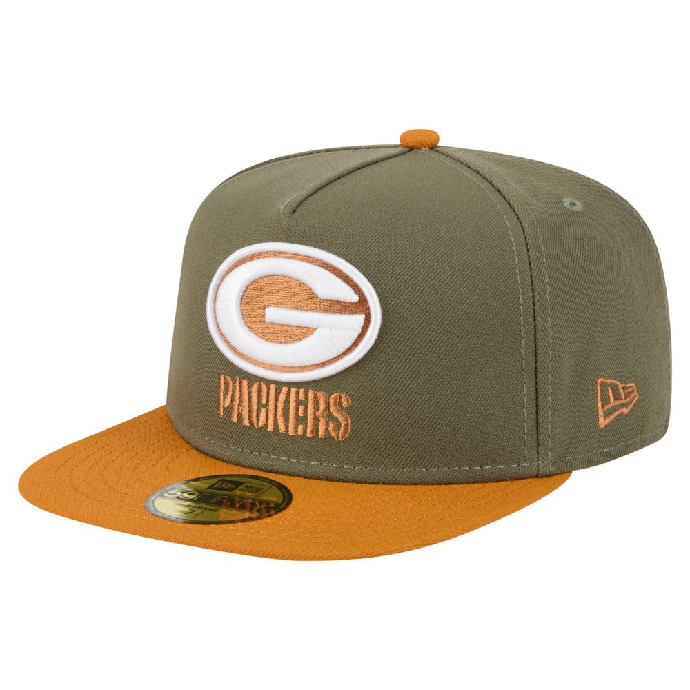 Green Bay Packers New Era Color Pack A-Frame 59FIFTY Fitted Hat - Olive/Brown - NFL