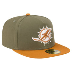 Miami Dolphins New Era Color Pack A-Frame 59FIFTY Fitted Hat - Olive/Brown - NFL