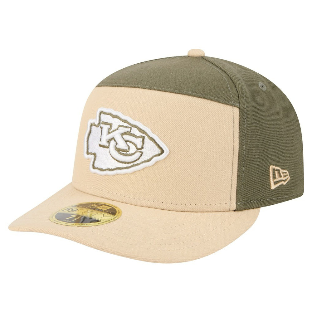 Kansas City Chiefs New Era Two-Tone Color Pack Split Panel 59FIFTY Fitted Hat - Light Beige/Olive - NFL