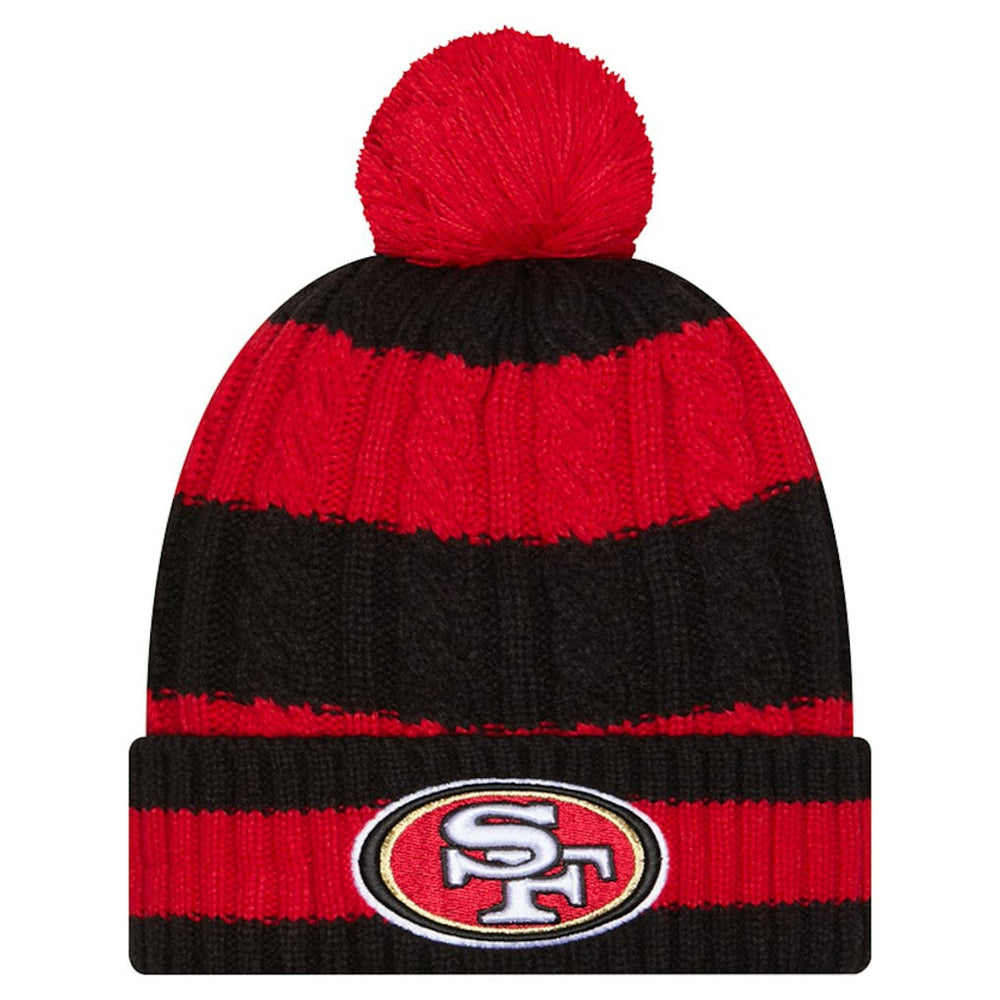 San Francisco 49ers New Era Women's Braided Cuffed Knit Hat with Pom - Scarlet - NFL