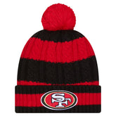 San Francisco 49ers New Era Women's Braided Cuffed Knit Hat with Pom - Scarlet - NFL