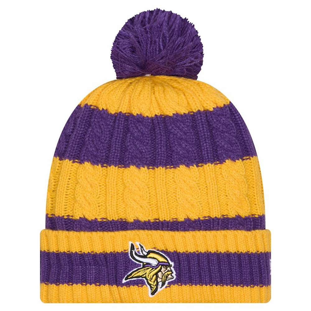 Minnesota Vikings New Era Women's Braided Cuffed Knit Hat with Pom - Purple - NFL