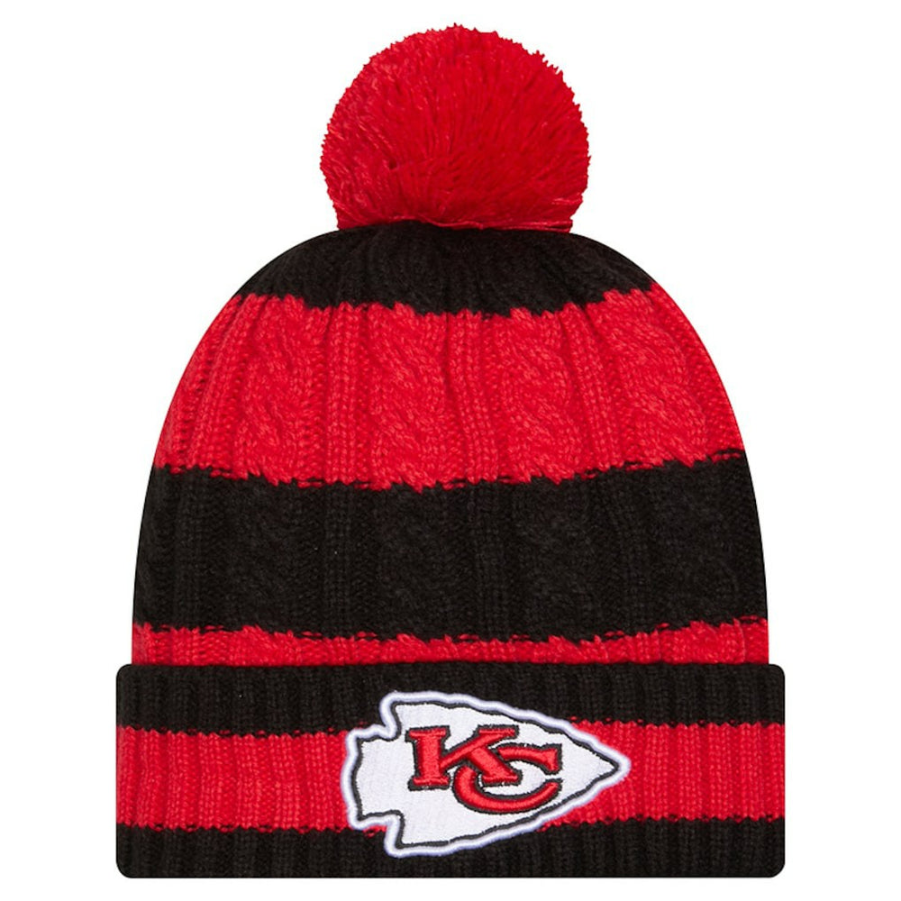 Kansas City Chiefs New Era Women's Braided Cuffed Knit Hat with Pom - Red - NFL