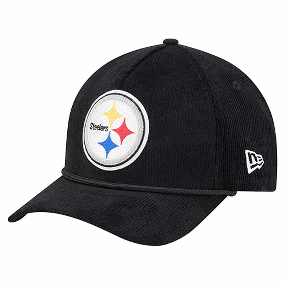 Pittsburgh Steelers New Era Cord Corduroy 9FORTY A-Frame Adjustable Hat - Black - NFL