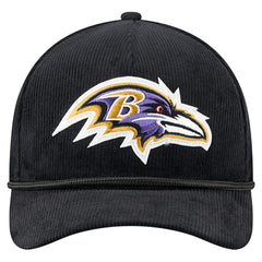 Baltimore Ravens New Era Cord Corduroy 9FORTY A-Frame Adjustable Hat - Black - NFL