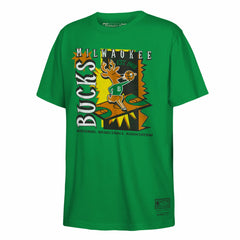 Mitchell & Ness Milwaukee Bucks Youth Retro '90s Poster T-Shirt Green