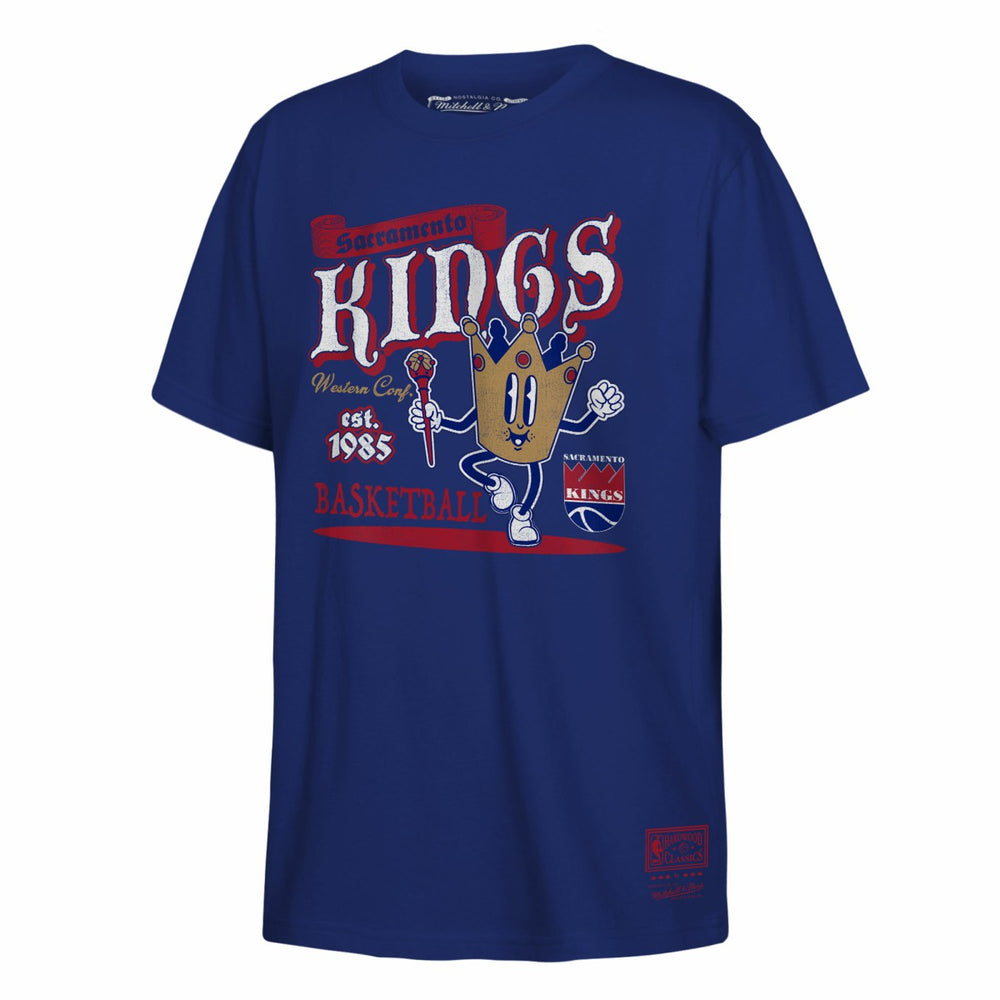 Mitchell & Ness Sacramento Kings Youth Retro Mascot Script T-Shirt Royal