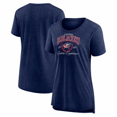 Columbus Blue Jackets Women's Reign Supreme Tri-Blend T-Shirt - Navy | NHL Clearance