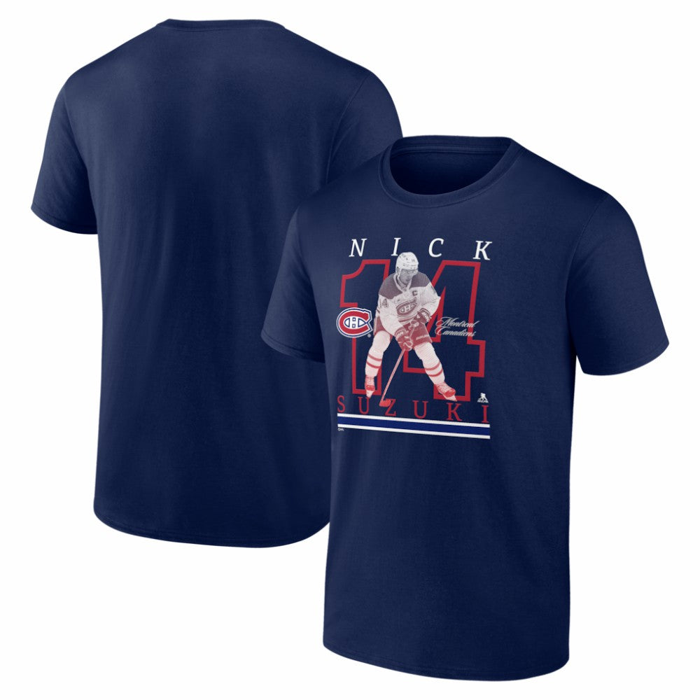 Nick Suzuki Montreal Canadiens Player Show T-Shirt - Navy | NHL on sale