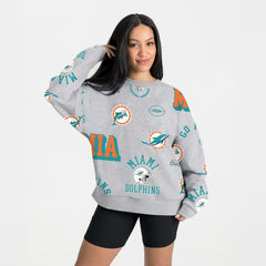 Miami Dolphins Gameday Couture Women's Always On Repeat Fleece Sweatshirt - Heather Gray - NFL