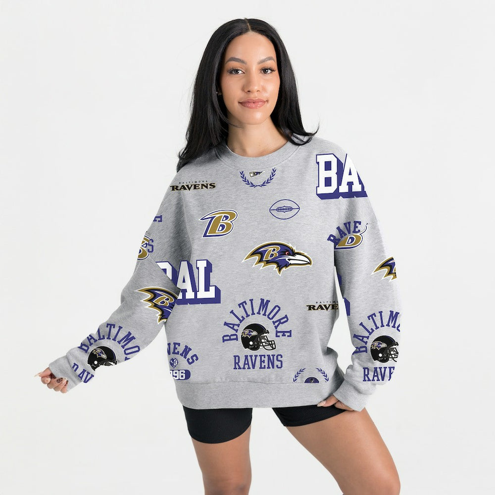 Baltimore Ravens Gameday Couture Women's Always On Repeat Fleece Sweatshirt - Heather Gray - NFL