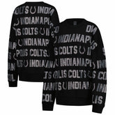 Indianapolis Colts Gameday Couture Women's Oversized Hype Era Rhinestone Text Sweatshirt - Black - NFL