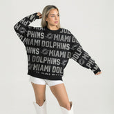Miami Dolphins Gameday Couture Women's Oversized Hype Era Rhinestone Text Sweatshirt - Black - NFL