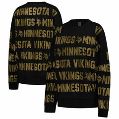 Minnesota Vikings Gameday Couture Women's Oversized Hype Era Rhinestone Text Sweatshirt - Black - NFL