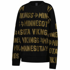 Minnesota Vikings Gameday Couture Women's Oversized Hype Era Rhinestone Text Sweatshirt - Black - NFL
