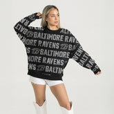 Baltimore Ravens Gameday Couture Women's Oversized Hype Era Rhinestone Text Sweatshirt - Black - NFL
