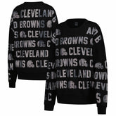 Cleveland Browns Gameday Couture Women's Oversized Hype Era Rhinestone Text Sweatshirt - Black - NFL