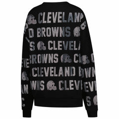 Cleveland Browns Gameday Couture Women's Oversized Hype Era Rhinestone Text Sweatshirt - Black - NFL