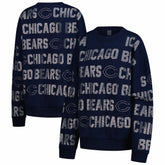 Chicago Bears Gameday Couture Women's Oversized Hype Era Rhinestone Text Sweatshirt - Navy - NFL