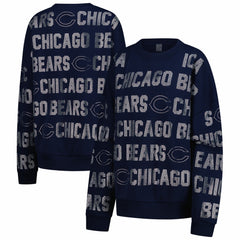 Chicago Bears Gameday Couture Women's Oversized Hype Era Rhinestone Text Sweatshirt - Navy - NFL