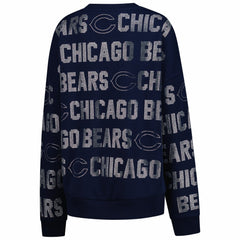 Chicago Bears Gameday Couture Women's Oversized Hype Era Rhinestone Text Sweatshirt - Navy - NFL