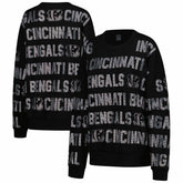 Cincinnati Bengals Gameday Couture Women's Oversized Hype Era Rhinestone Text Sweatshirt - Black - NFL