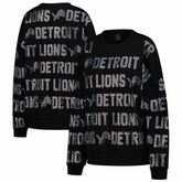 Detroit Lions Gameday Couture Women's Oversized Hype Era Rhinestone Text Sweatshirt - Black - NFL