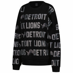 Detroit Lions Gameday Couture Women's Oversized Hype Era Rhinestone Text Sweatshirt - Black - NFL