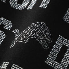 Detroit Lions Gameday Couture Women's Oversized Hype Era Rhinestone Text Sweatshirt - Black - NFL