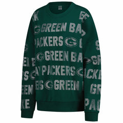 Green Bay Packers Gameday Couture Women's Oversized Hype Era Rhinestone Text Sweatshirt - Green - NFL