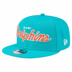 Miami Dolphins New Era Youth Main Script 9FIFTY Snapback Hat - Aqua - NFL
