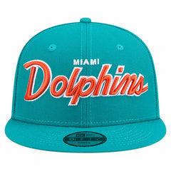 Miami Dolphins New Era Youth Main Script 9FIFTY Snapback Hat - Aqua - NFL